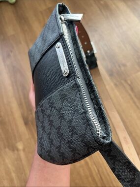 Michael Kors Black Logo Fannypack/Crossbody with Silver Hardware
